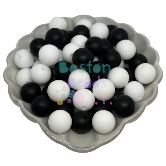 {Cookies & Cream} A Pack of 60 Boston Beads Delight 15 mm Round Silicone Beads for Pens/Keychains/Wristlets/and more