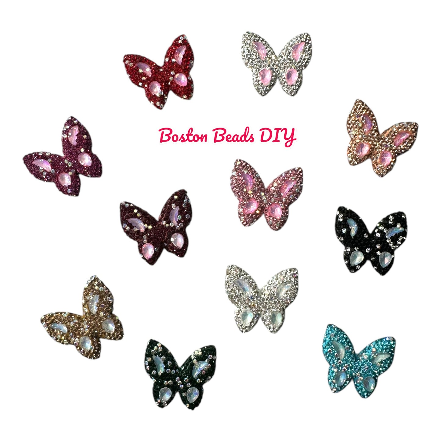 Rhinestone Butterfly b Beads for crafts and designs (sold per set of 2)