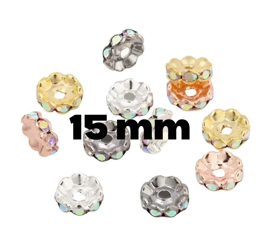 15mm Rhinestone Spacers[Flat/Wavy/UFO]