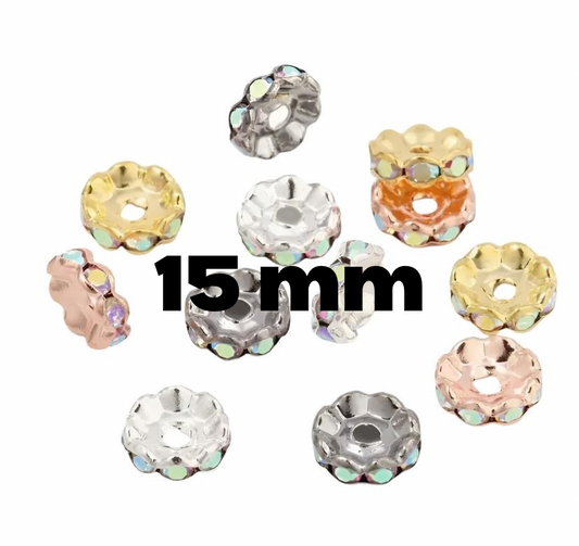 15mm Rhinestone Spacers[Flat/Wavy/UFO]