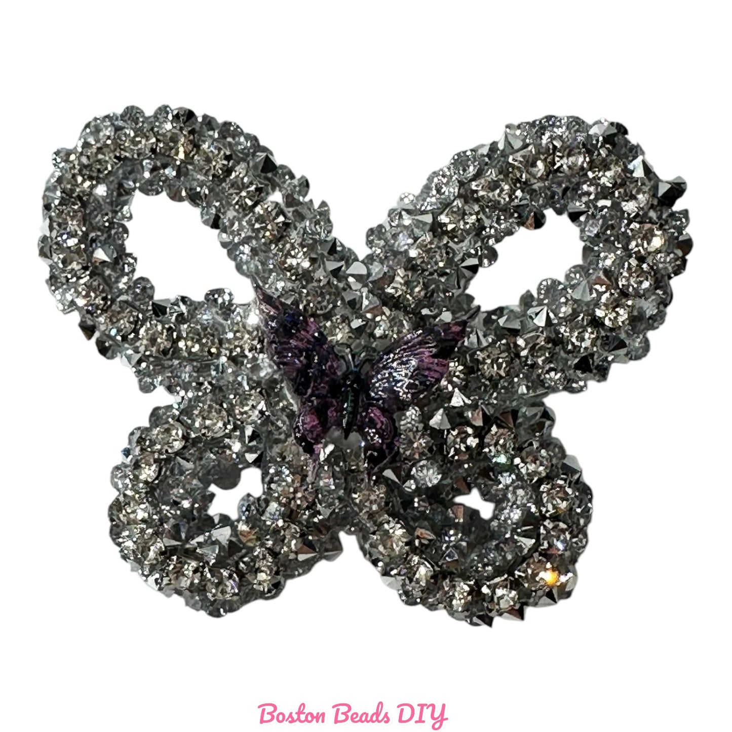 Rhinestone Butterfly d with mini Butterfly  Beads  for crafts and designs (sold per set of 2)