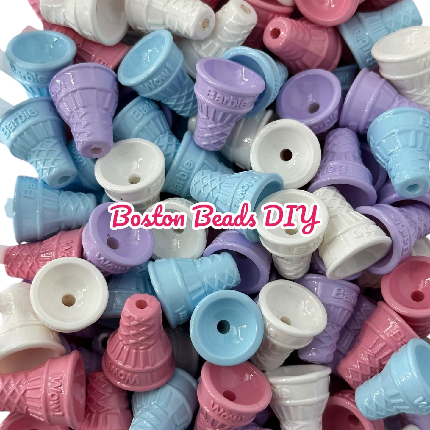 Acrylic Ice Cream Cone Beads Solid Color 50 pcs for Pens, Keychains, Accessories and more