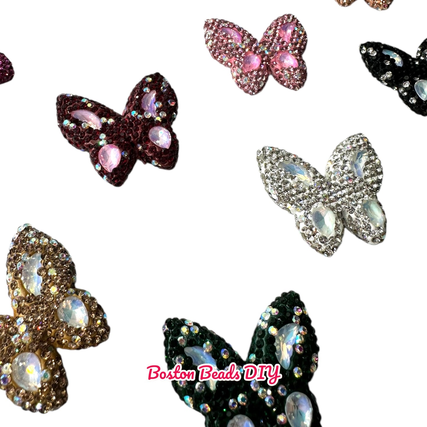 Rhinestone Butterfly b Beads for crafts and designs (sold per set of 2)