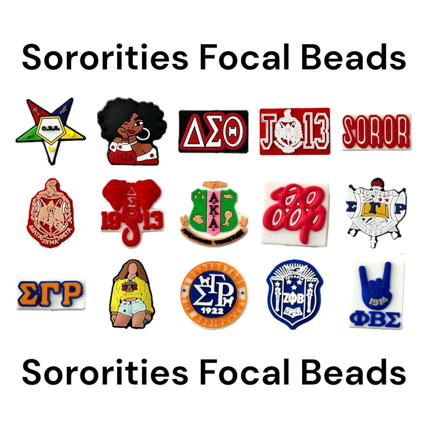 Sororities Focal Beads (Sold per set of 5)