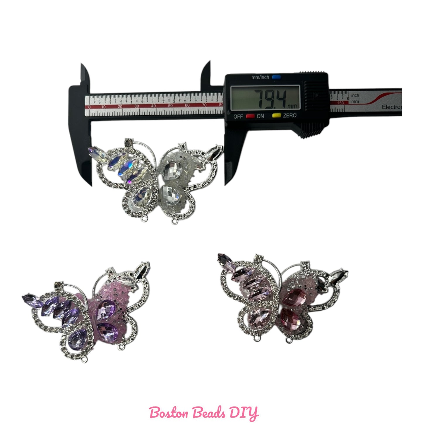 Rhinestone Butterfly e Fancy Beads  for crafts and designs (sold per set of 2)