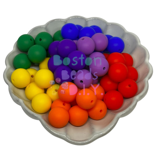 {Sweet Rainbow} A Pack of 70 Boston Beads Delight 15 mm Round Silicone Beads for Pens/Keychains/Wristlets/and more