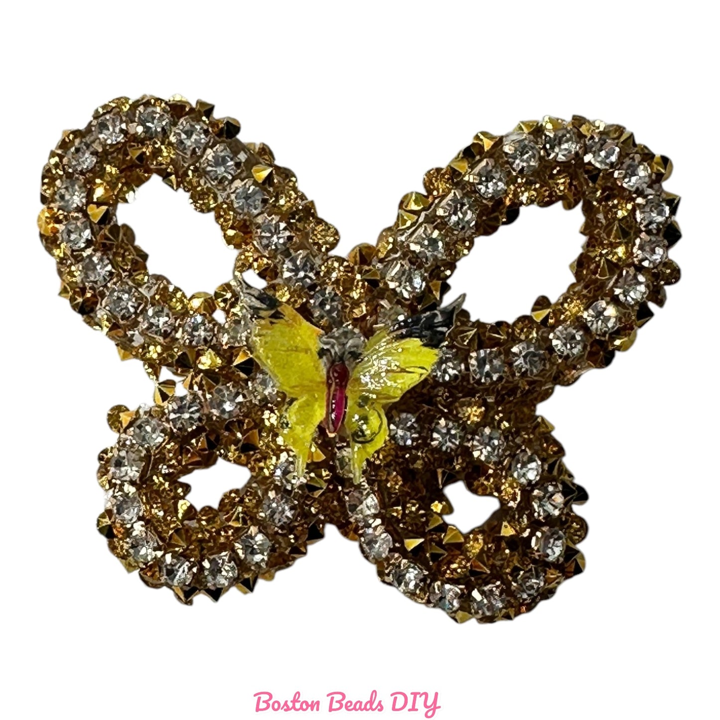 Rhinestone Butterfly d with mini Butterfly  Beads  for crafts and designs (sold per set of 2)