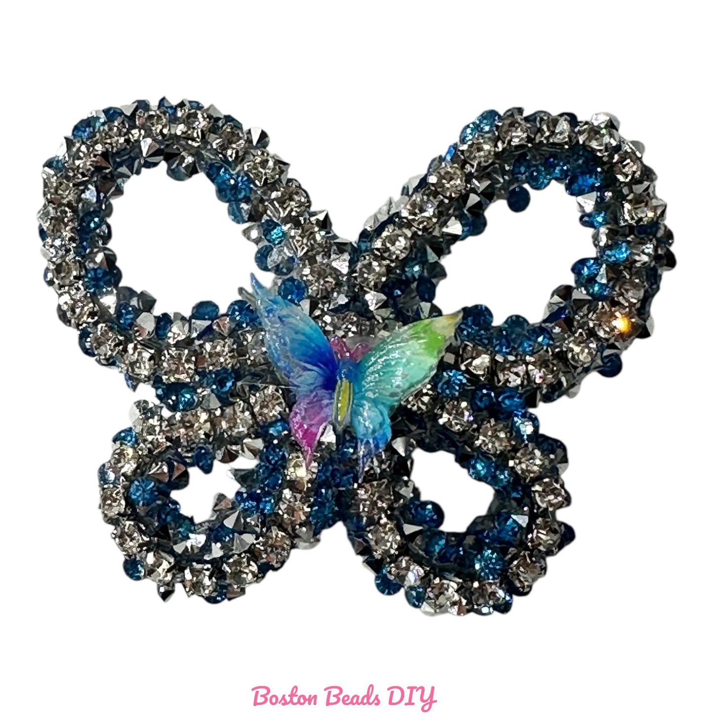 Rhinestone Butterfly d with mini Butterfly  Beads  for crafts and designs (sold per set of 2)