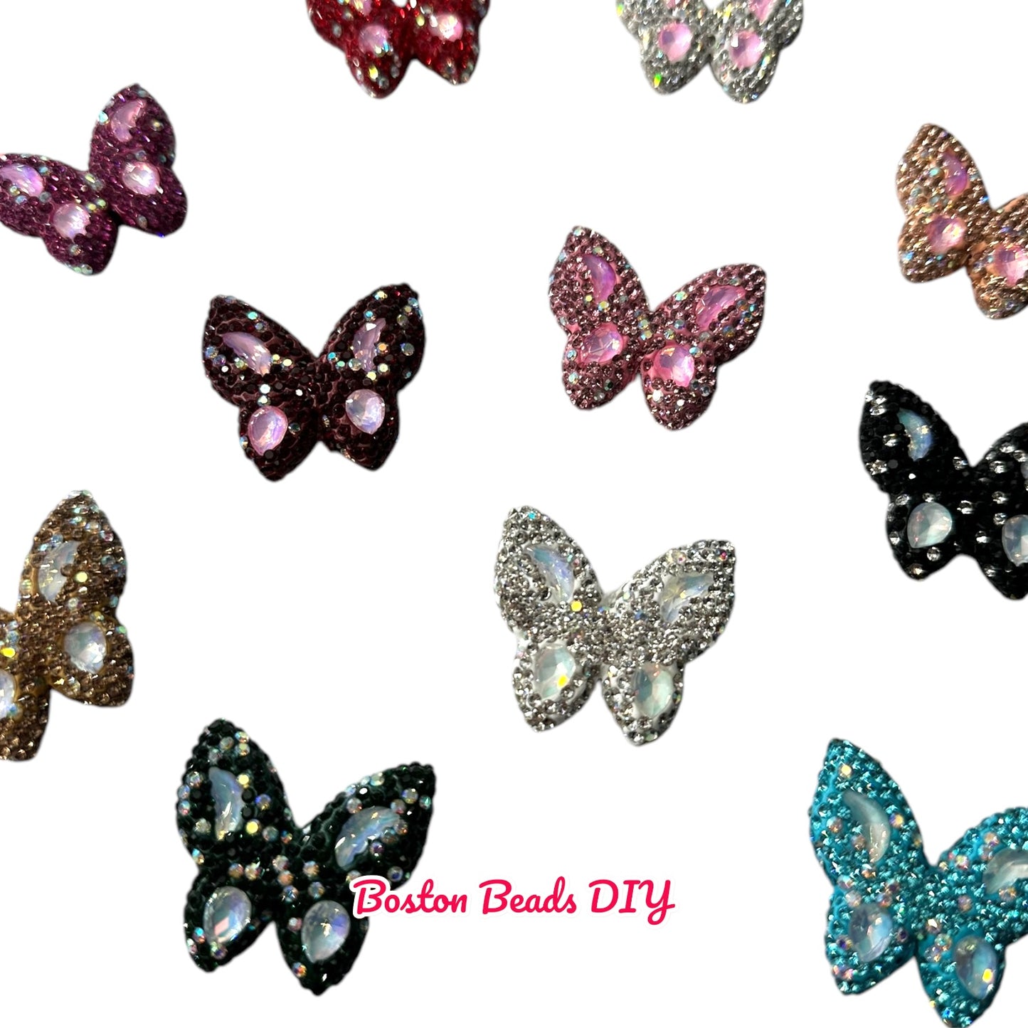 Rhinestone Butterfly b Beads for crafts and designs (sold per set of 2)