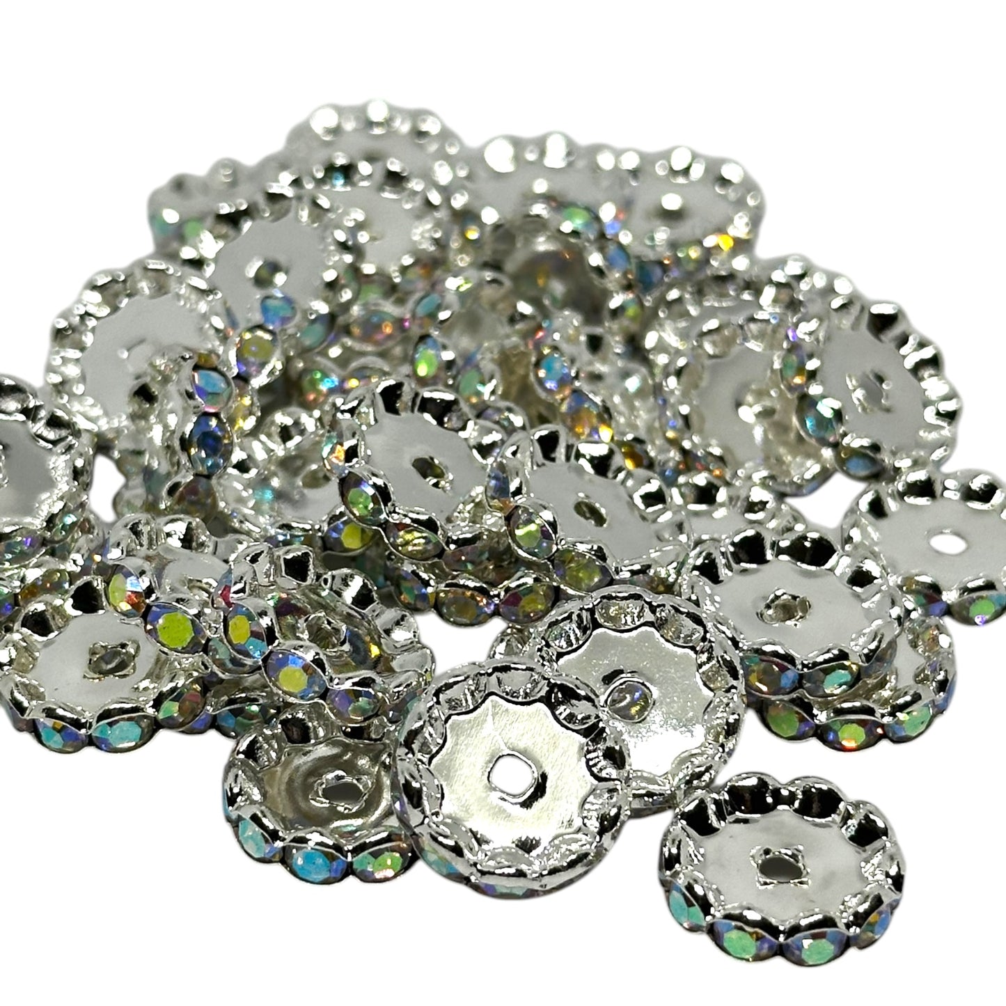 15mm Rhinestone Spacers[Flat/Wavy/UFO]