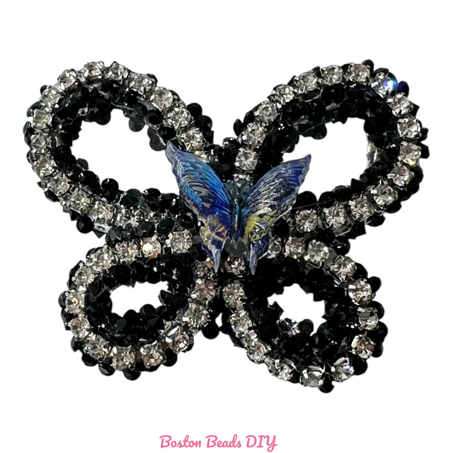 Rhinestone Butterfly d with mini Butterfly  Beads  for crafts and designs (sold per set of 2)