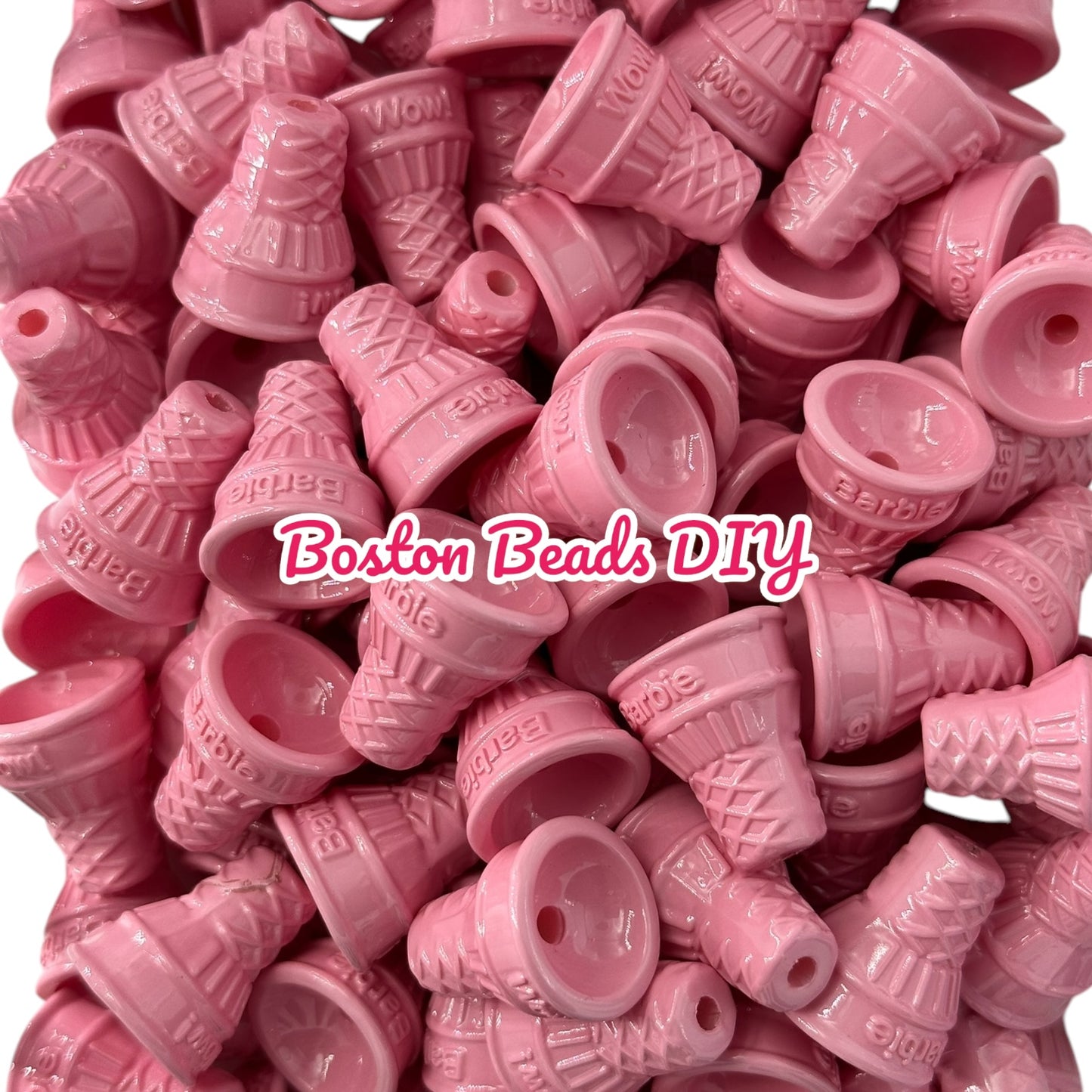 Acrylic Ice Cream Cone Beads Solid Color 50 pcs for Pens, Keychains, Accessories and more