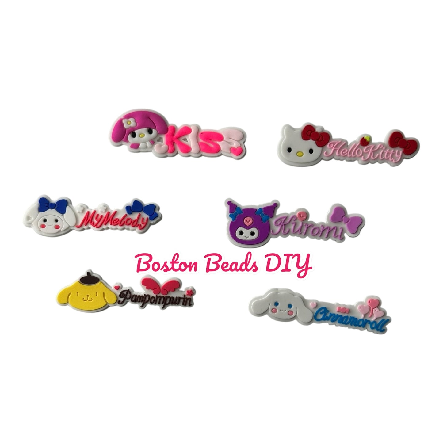 {Rubber} Sanrio Names Flat Back Charms for crafts and designs (sold individually)