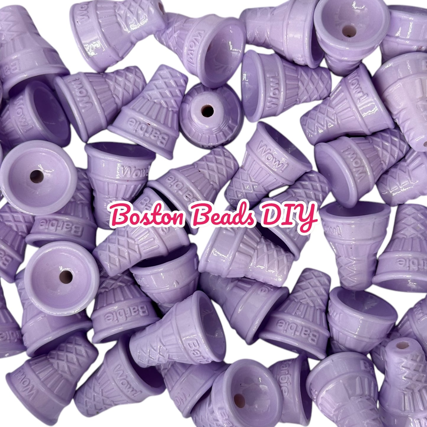 Acrylic Ice Cream Cone Beads Solid Color 50 pcs for Pens, Keychains, Accessories and more