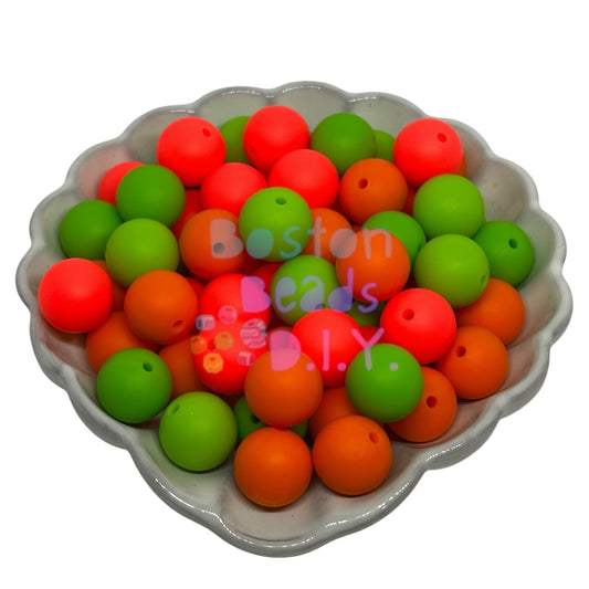 {Fruity Rainbow} A Pack of 60 Boston Beads Delight 15 mm Round Silicone Beads for Pens/Keychains/Wristlets/and more