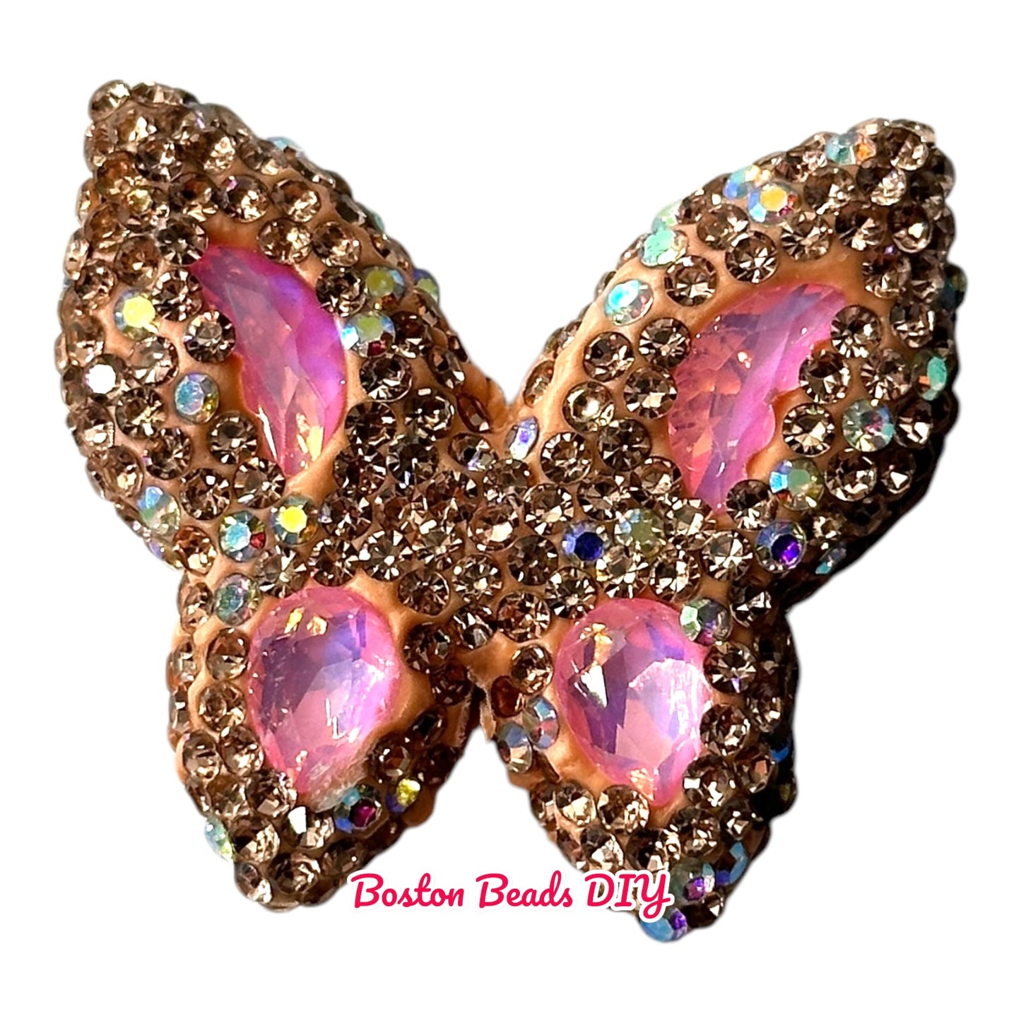 Rhinestone Butterfly b Beads for crafts and designs (sold per set of 2)