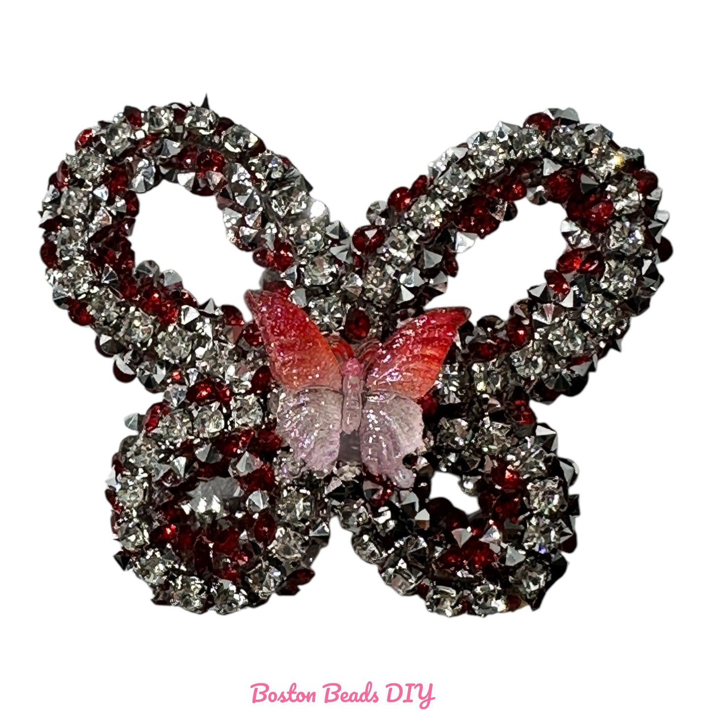 Rhinestone Butterfly d with mini Butterfly  Beads  for crafts and designs (sold per set of 2)