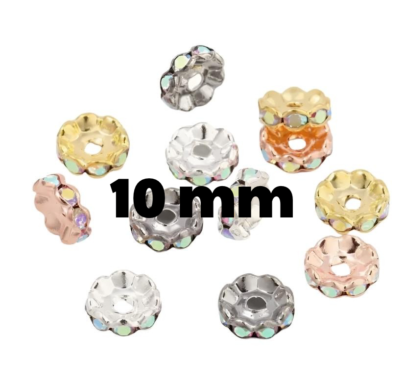 10mm Rhinestone Spacers/[Flat/Wavy]