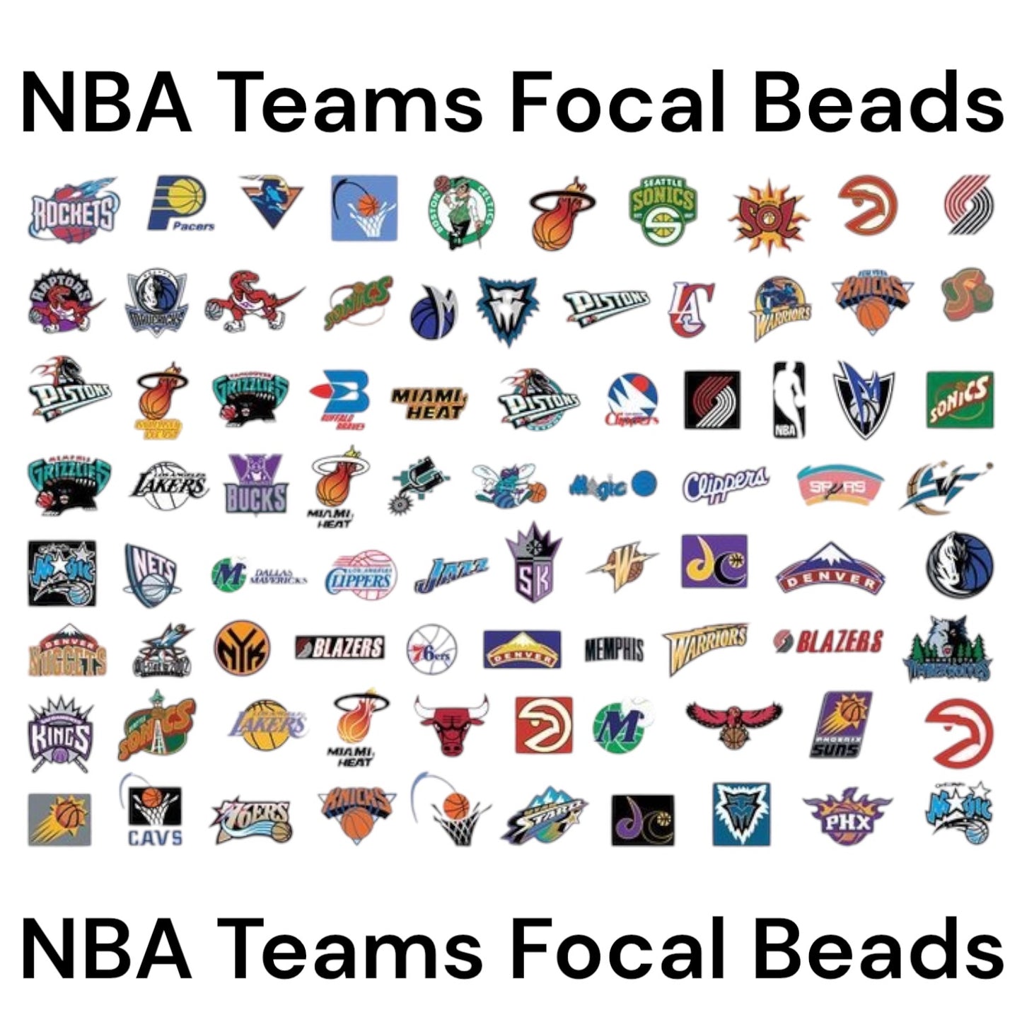 NBA Basketball Teams Focal Beads (Sold per set of 5)