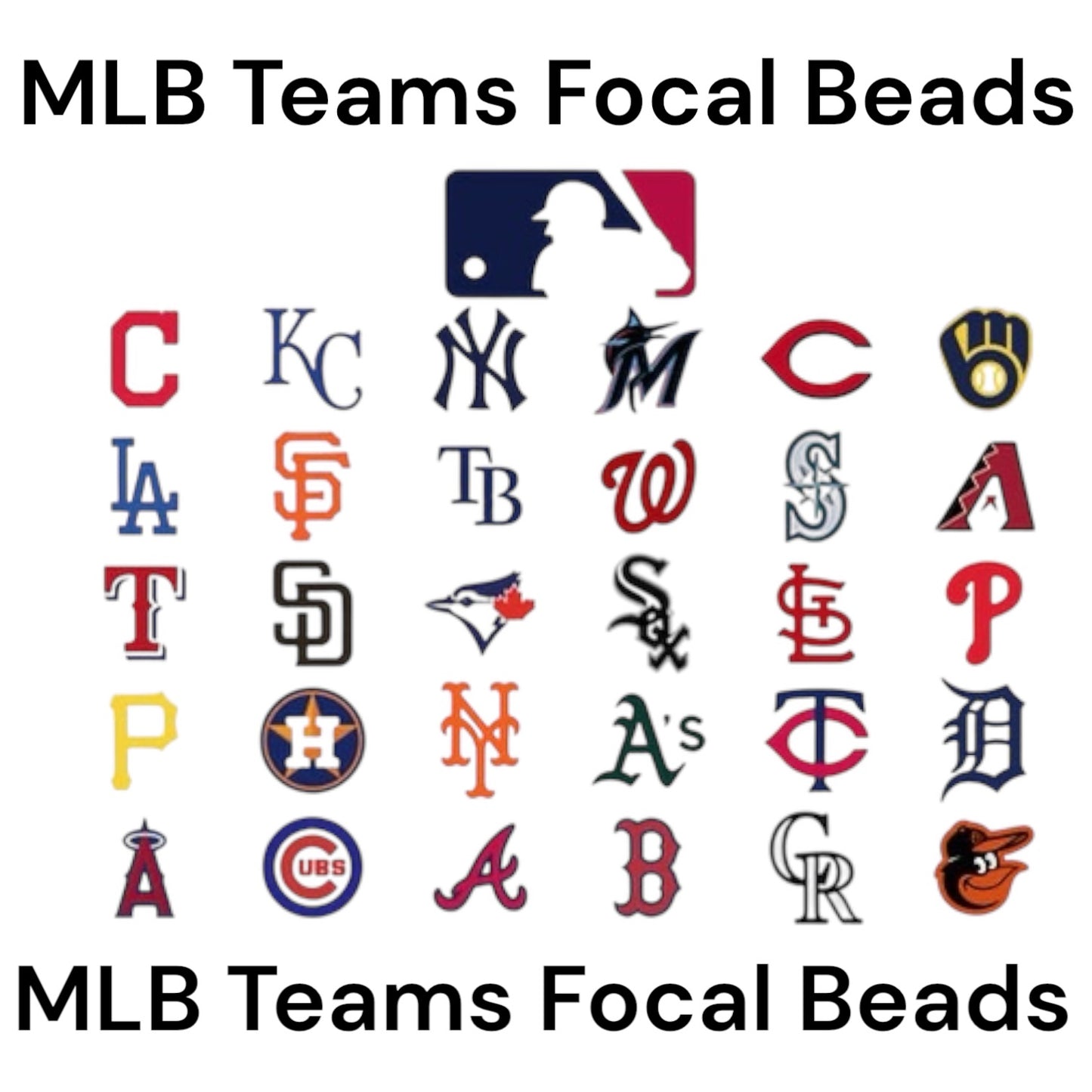 MLB Teams Focal Beads (Sold per set of 5)