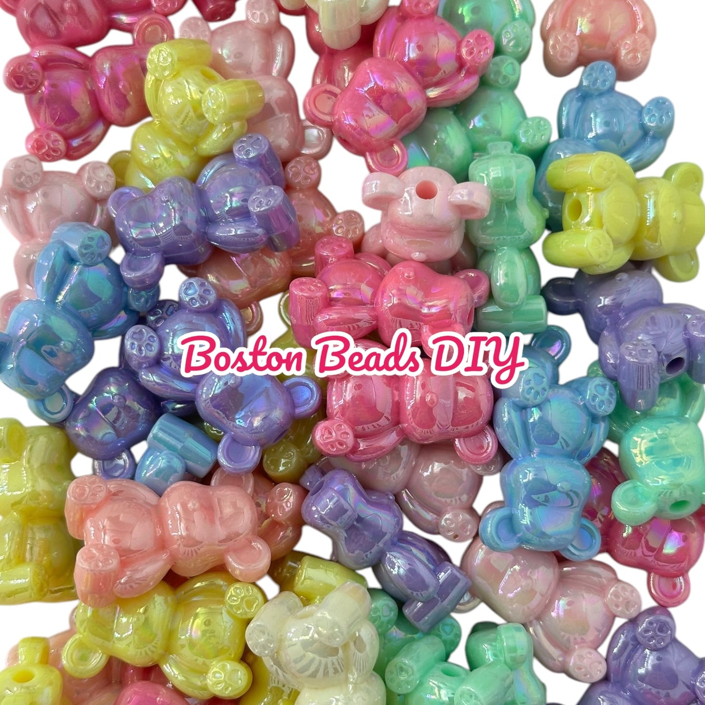 Acrylic Bear Beads Mix Ab Colors 48 pcs for Pens, Keychains, Accessories and more