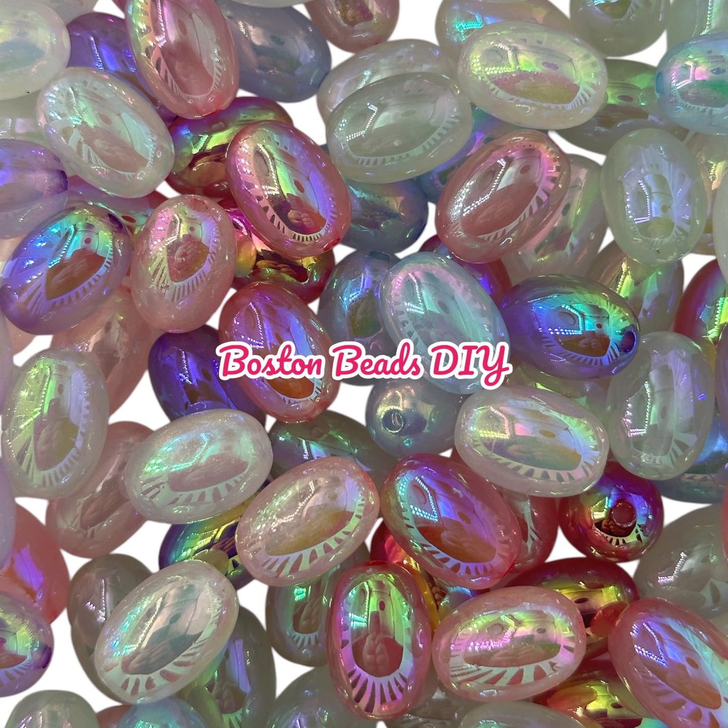 Acrylic Bean Shaped Beads Mix Ab Colors 50 pcs for Pens, Keychains, Accessories and more