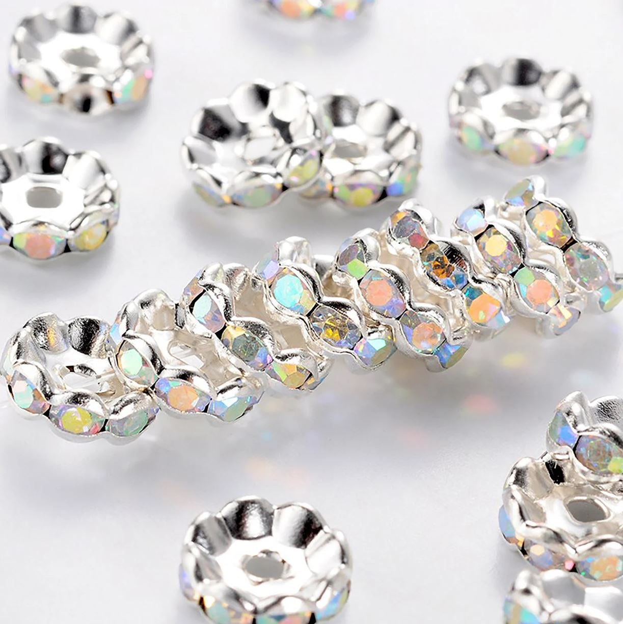 10mm Rhinestone Spacers/[Flat/Wavy]