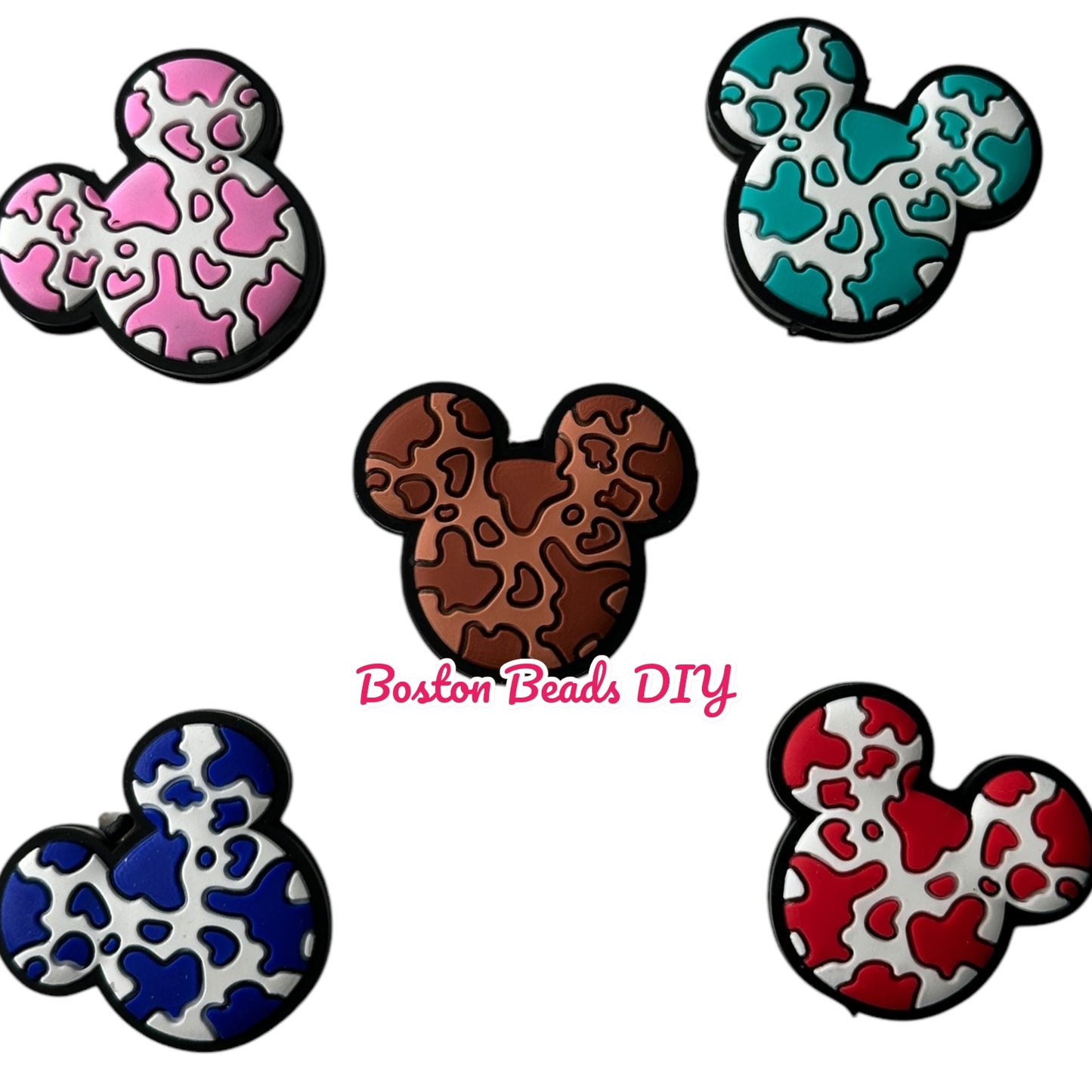 Mickey Head Mix Colors Focal Beads (Sold per set of 5)