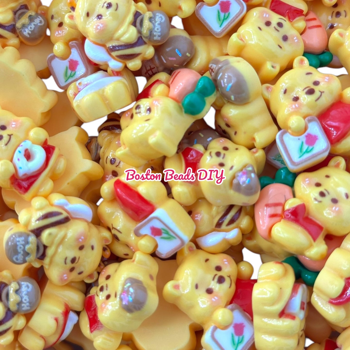 {Acrylic} Winnie The Pooh Theme Mix Flat Back Charms for crafts and designs (sold per set of 10)