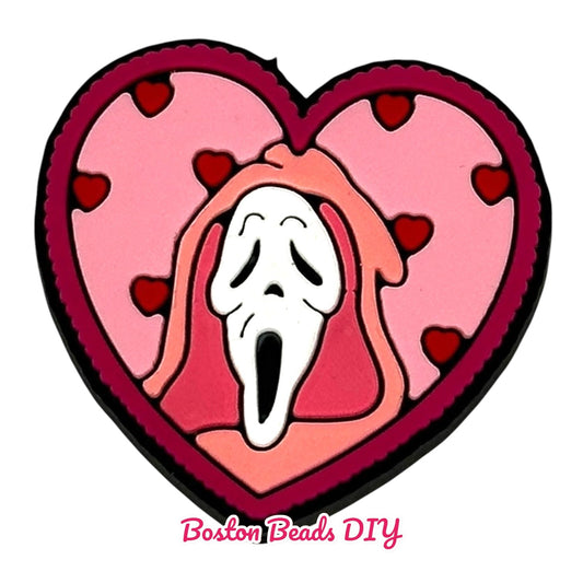 [Scary] Ghostface Pink Heart Focal Beads (Sold per set of 5)