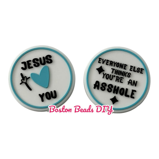 Jesus Loves You Everyone Else Thinks Double Sided Focal Beads (Sold per set of 5)