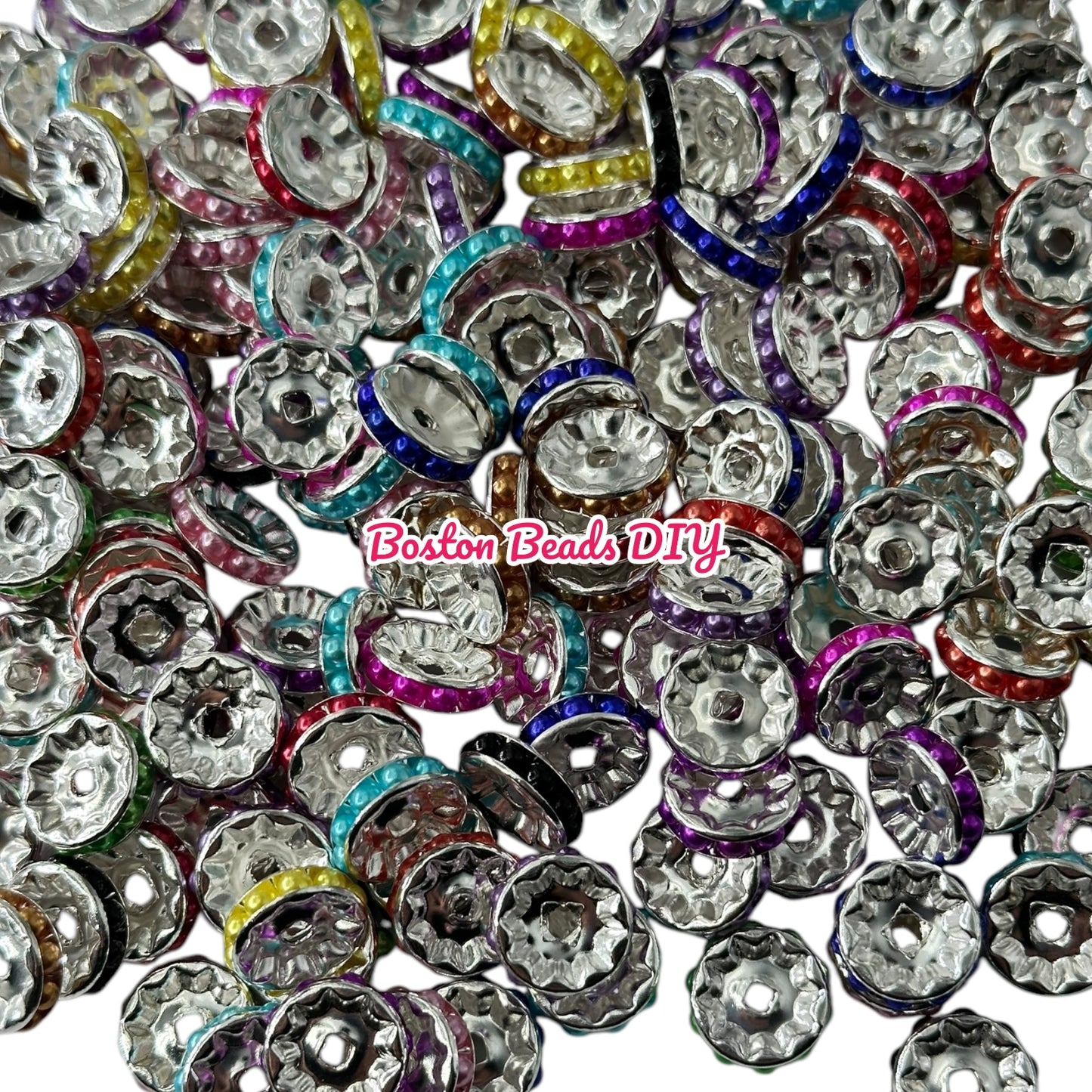 12mm Pearl Spacers Flat Pack of 50pcs  [3 Styles]