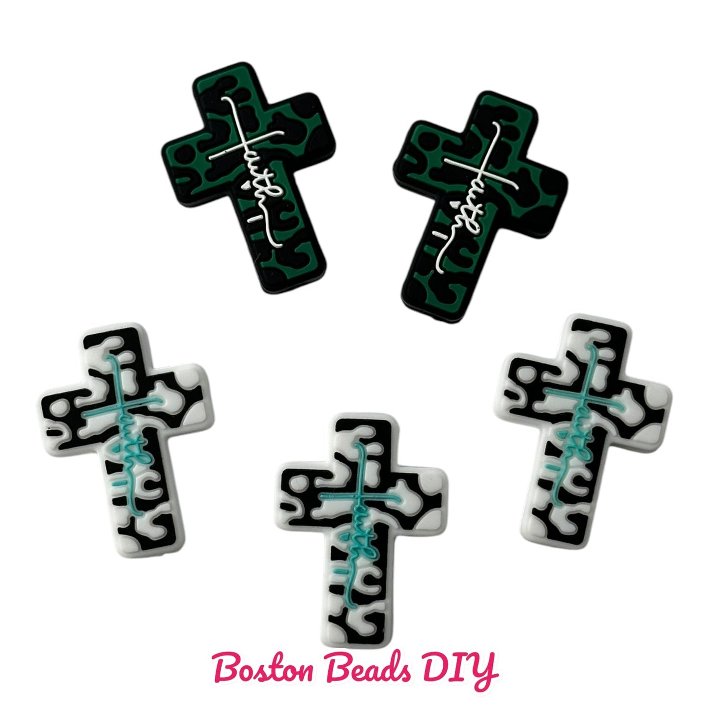 Cross Jesus Mix Color Focal Beads (Sold per set of 5)