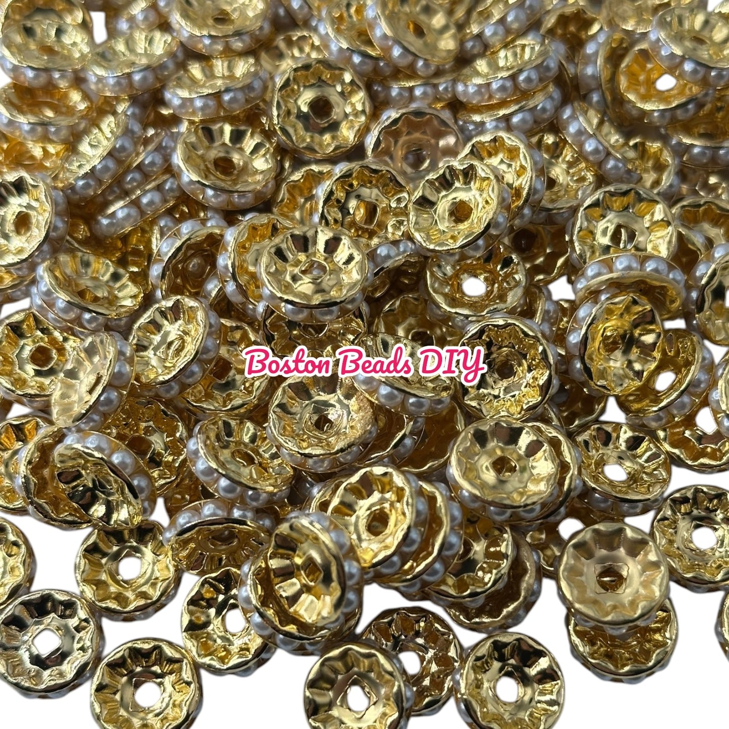 12mm Pearl Spacers Flat Pack of 50pcs  [3 Styles]