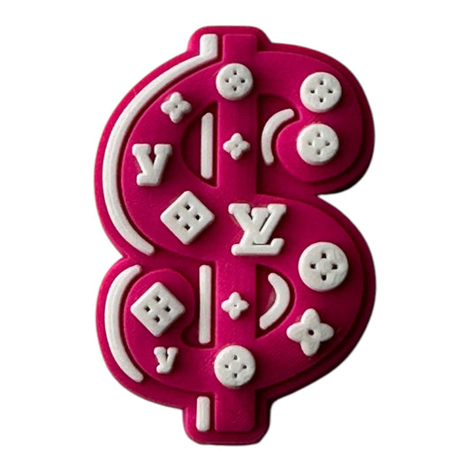 LV Dollar Sign Pink Focal Beads (Sold per set of 5)