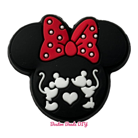 Minnie Head with Ribbon with Mickey Kissing Focal Beads (Sold per set of 5)