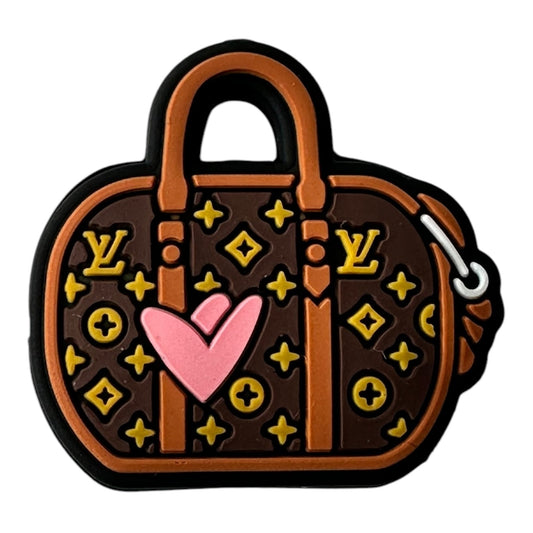 LV Bag with Pink Heart Focal Beads (Sold per set of 5)