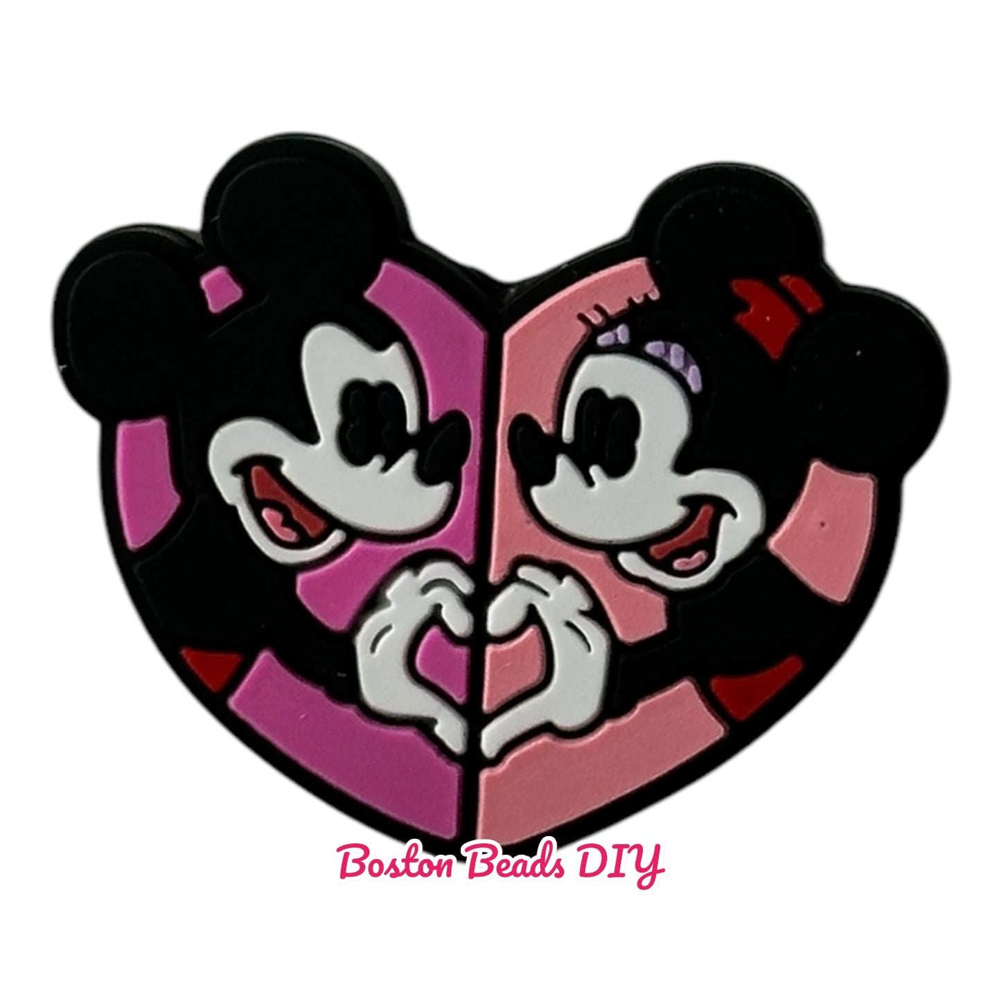 Mickey and Minnie Heart Focal Beads (Sold per set of 5)