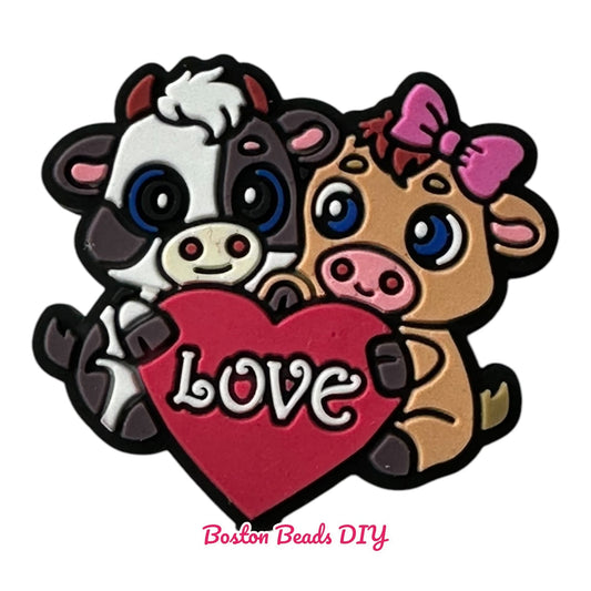 Cows Couple Love  Focal Beads (Sold per set of 5)