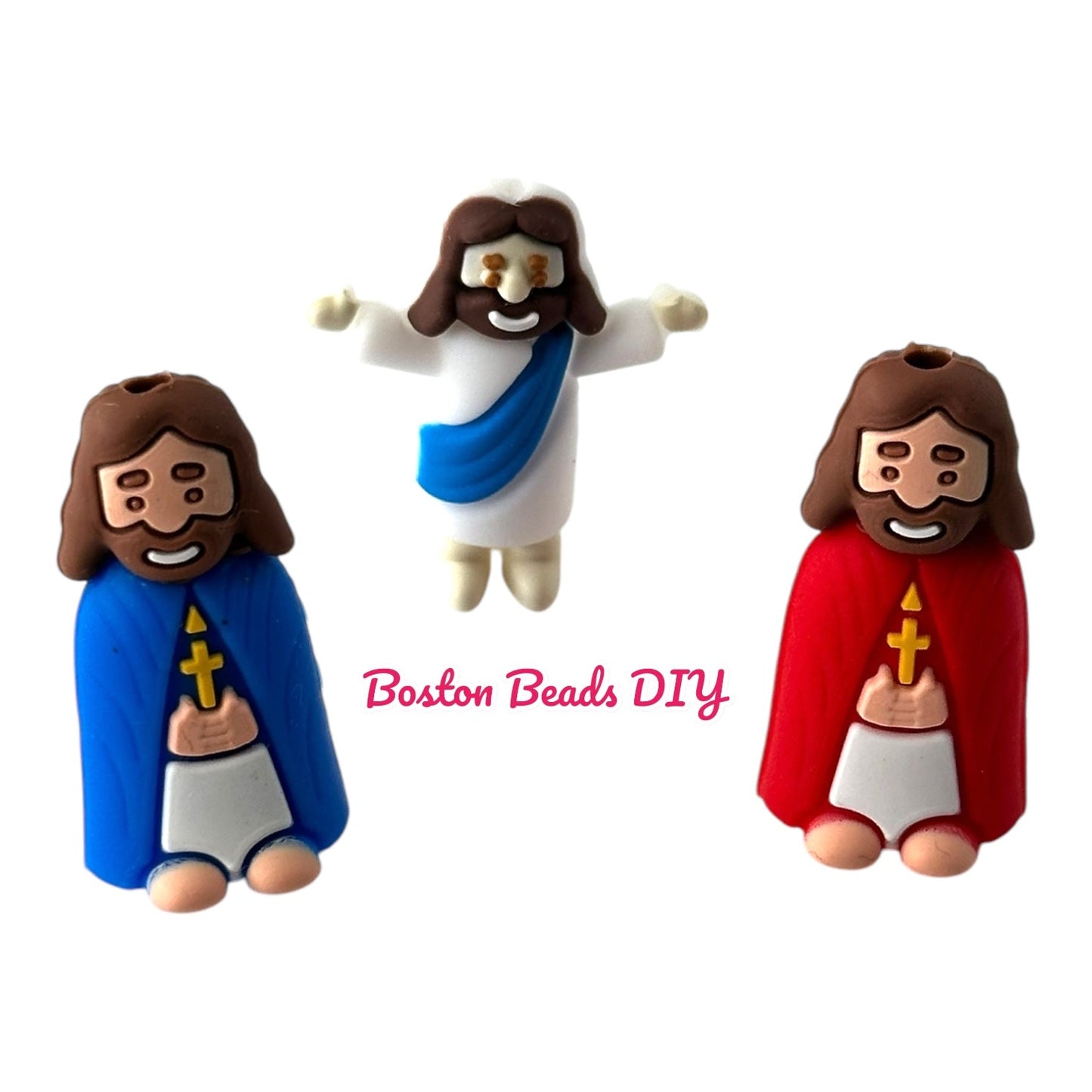 3D Jesus Focal Beads (Sold per set of 4)