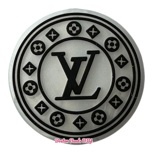 LV White and Black Round Focal Beads (Sold per set of 5)