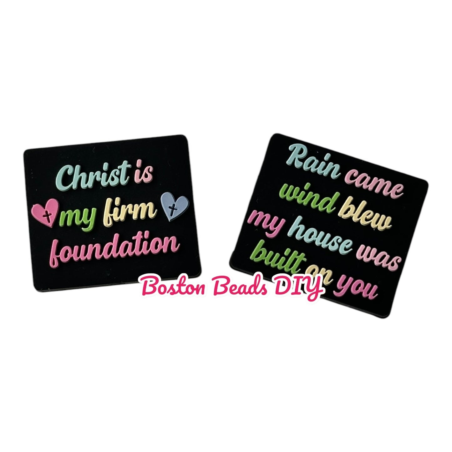 Christ is My Firm Foundation Double Sided Focal Beads (Sold per set of 5)