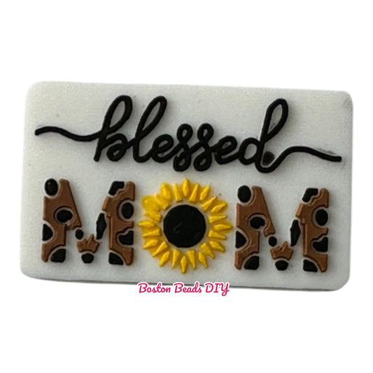 Mom Blessed Mom Sunflower  Focal Beads (Sold per set of 5)