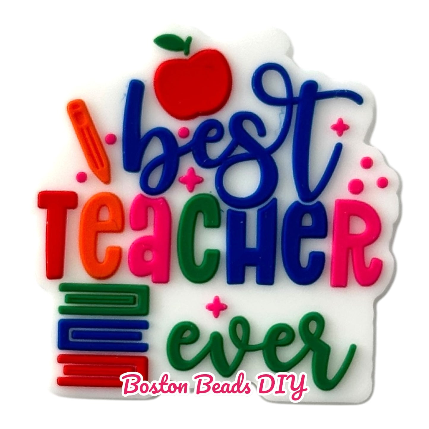 Teacher Best Teacher Ever Focal Beads (Sold per set of 5)