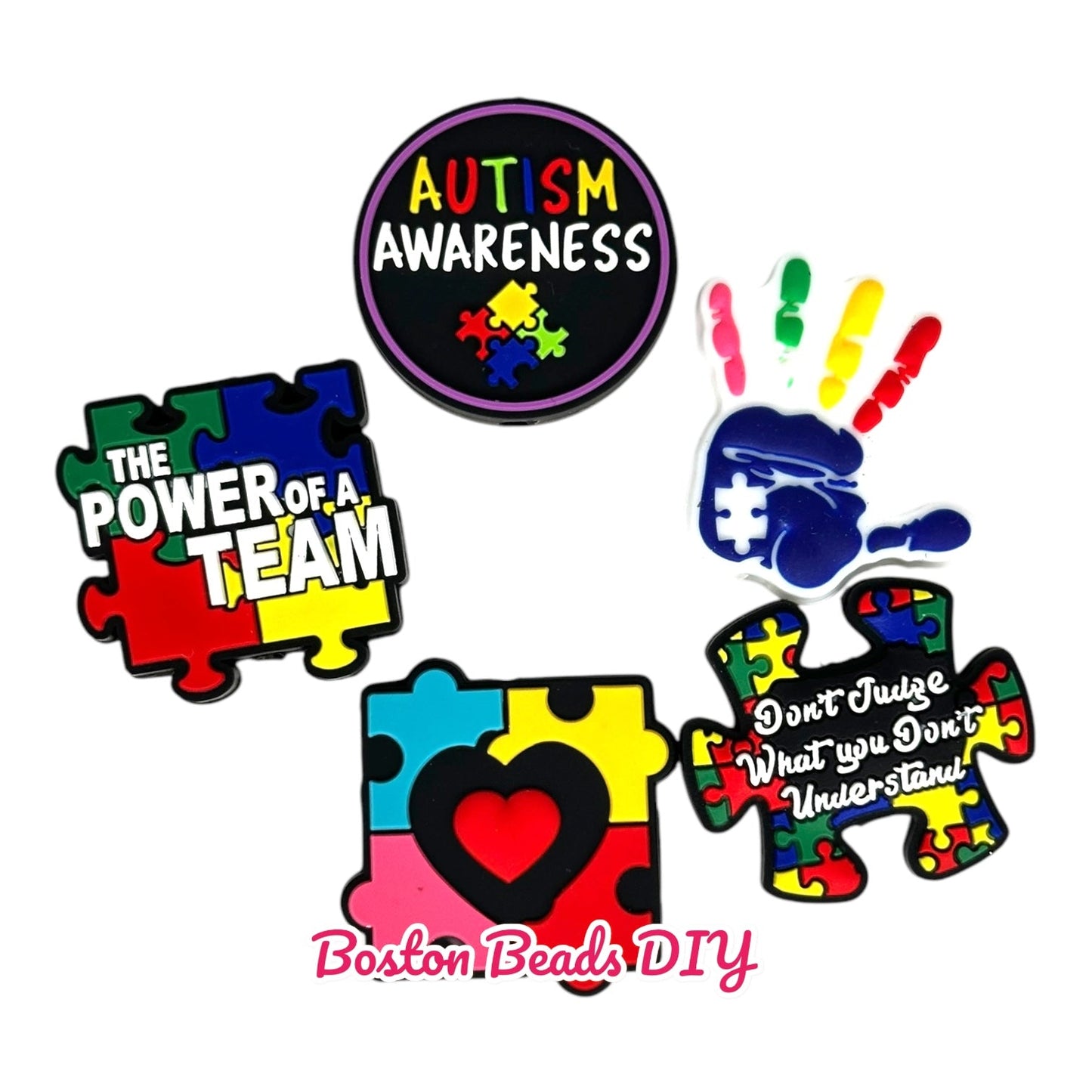 Awareness Autism Mix 2 Focal Beads (Sold per set of 5)