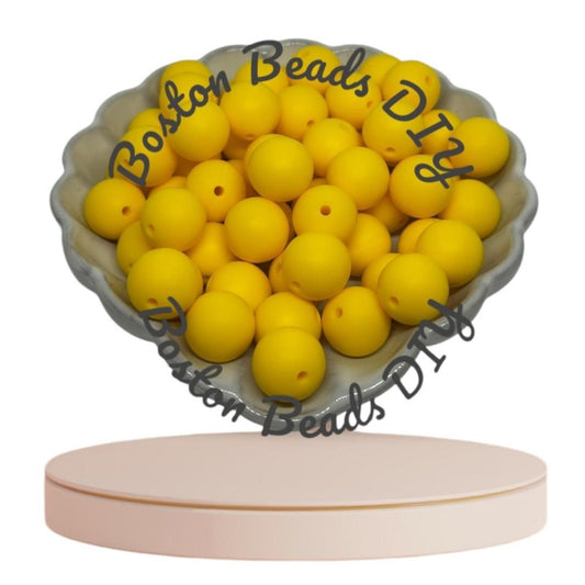 Yellow/Round Silicone Beads 12mm |15mm/Vibrant/Durable/ Beads for Crafts/Pen Making/Wristlet/Keychains