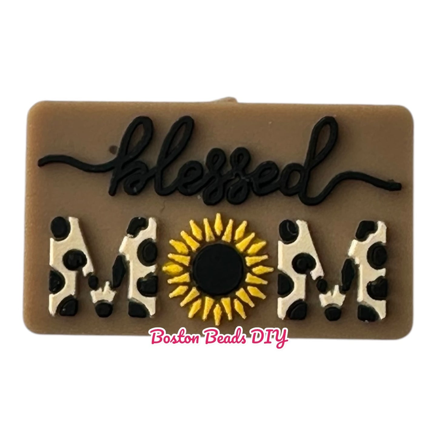 Family Blessed Mom Sunflower Focal Beads (Sold per set of 5)