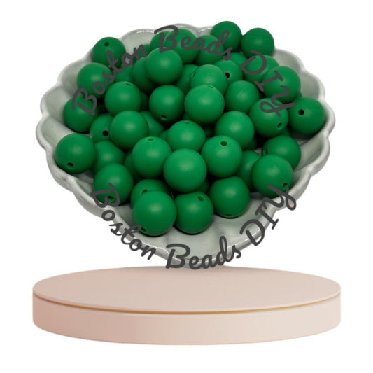 Christmas Green/Round Silicone Beads 12mm|15mm/Vibrant/Durable/ Beads for Crafts/Pen Making/Wristlet/Keychains