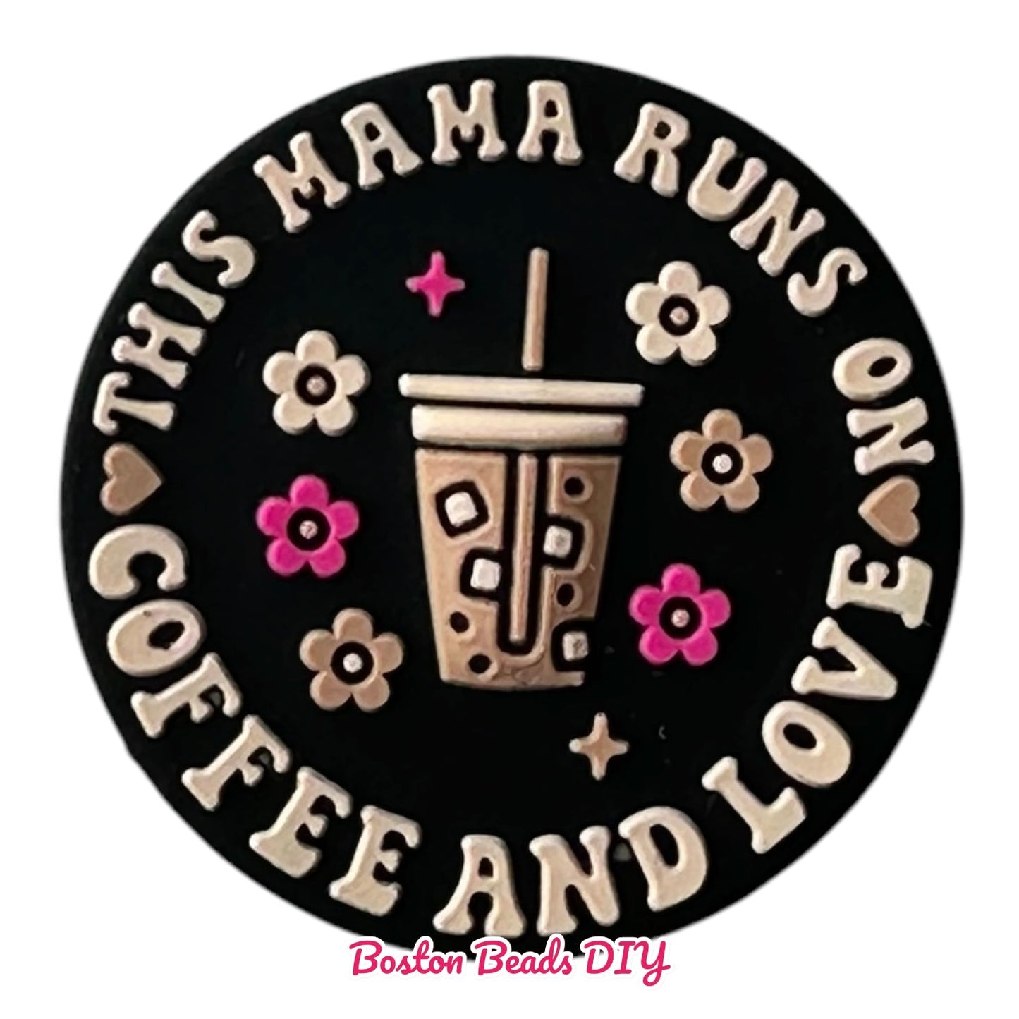 Family This Mama Runs on coffee and love  Focal Beads (Sold per set of 5)