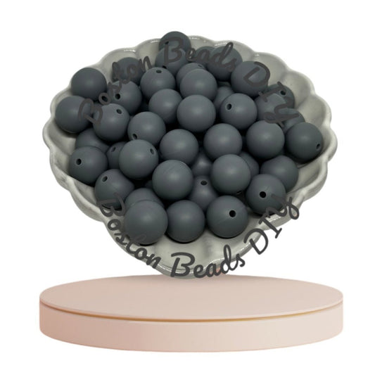 Dark Gray/Round Silicone Beads 12mm|15mm/Vibrant/Durable/ Beads for Crafts/Pen Making/Wristlet/Keychains